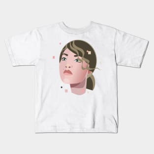 Woman with Curly Bangs Kids T-Shirt